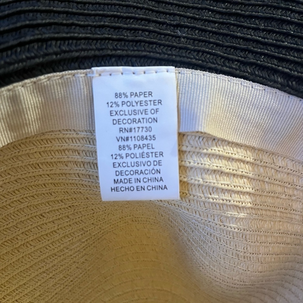 Elegant Black and Tan Wide Brim Hat - Picture 2 of 2